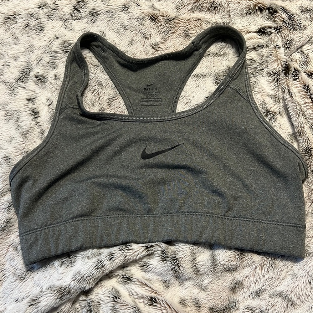 Gray Nike sports bra